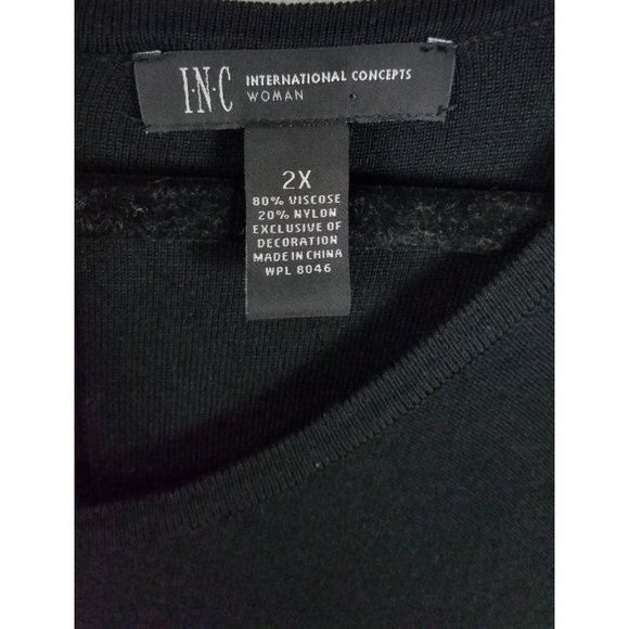 I.N.C Woman Sz. 2X Black Lightweight Sweater W/ Gold/Suede Details NWT - Picture 2 of 7